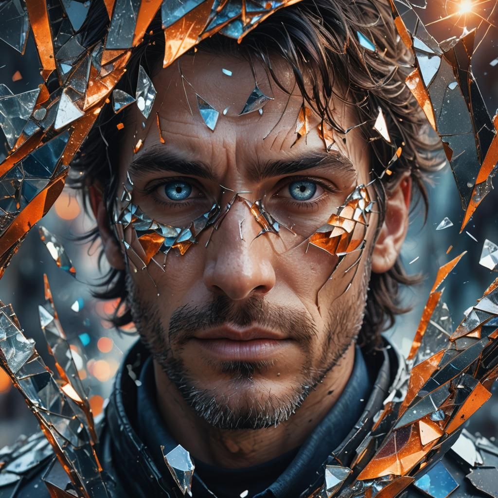 Man with Shattered Lenses in Fantasy Portrait