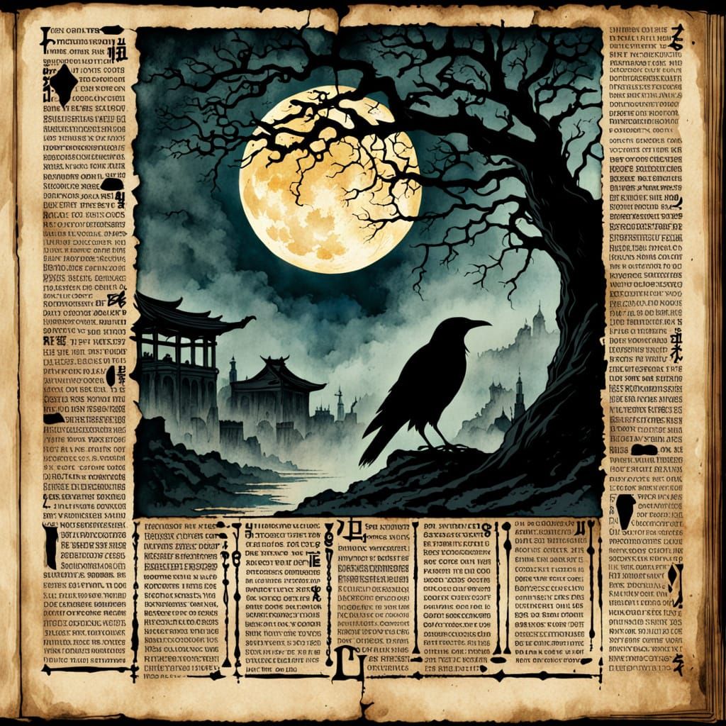 Ancient Oak Tree Silhouetted Against a Luminous Full Moon