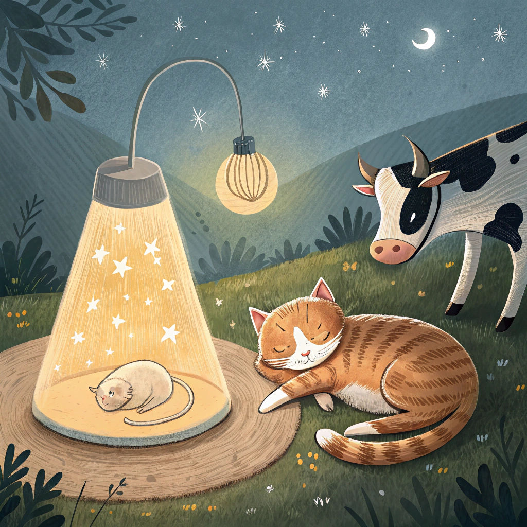 Abstract Cat and Cow Sleep Scene