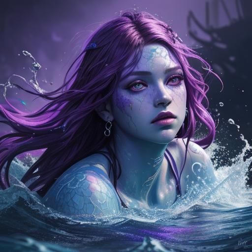 Violet Siren in Hyperrealistic Splash Art Style