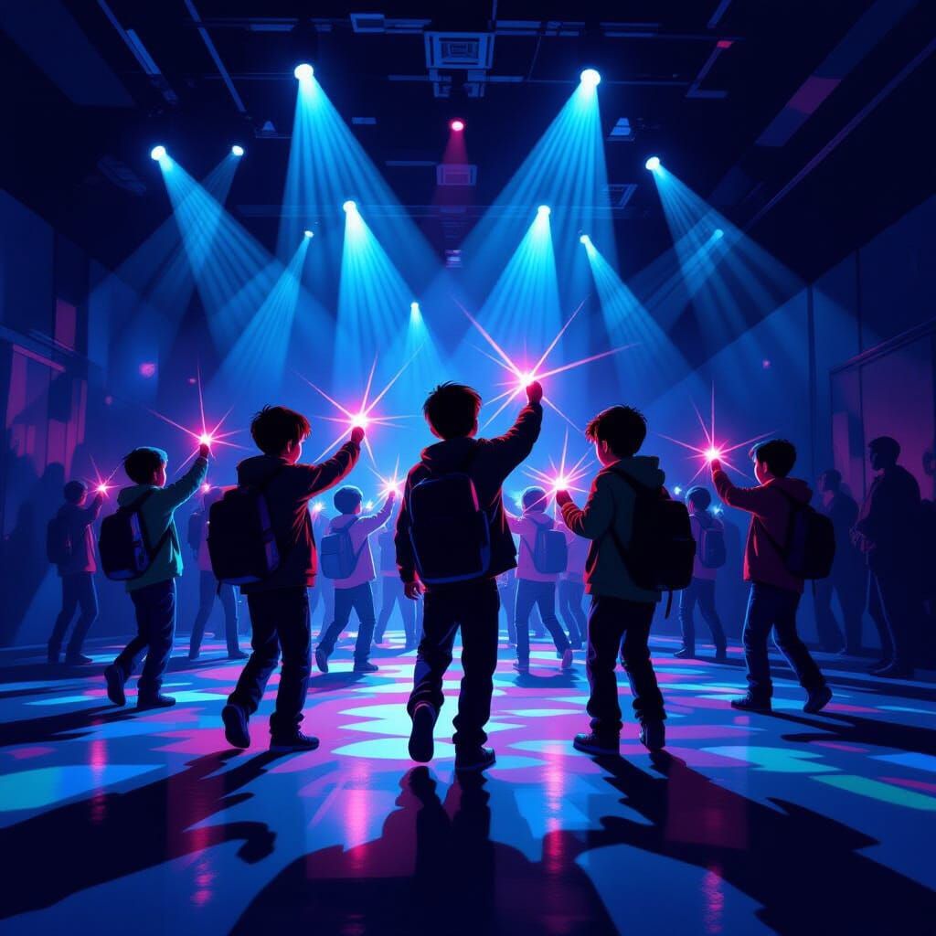 Flashlight Dance in Dystopian Cyberpunk Style