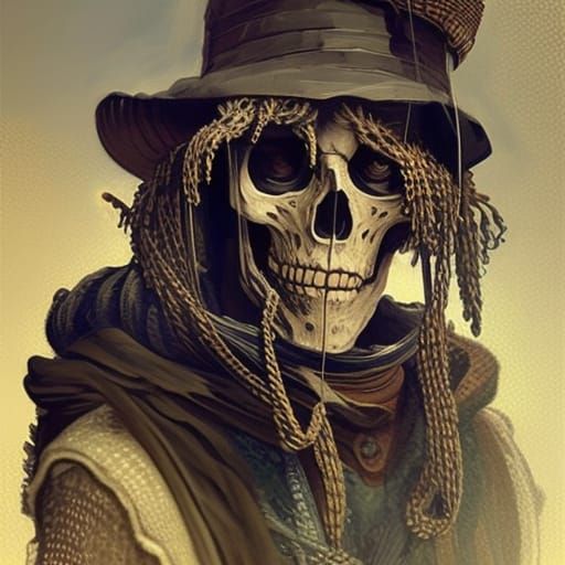 Skeleton Fisherman Portrait in Detailed Digital Art Style