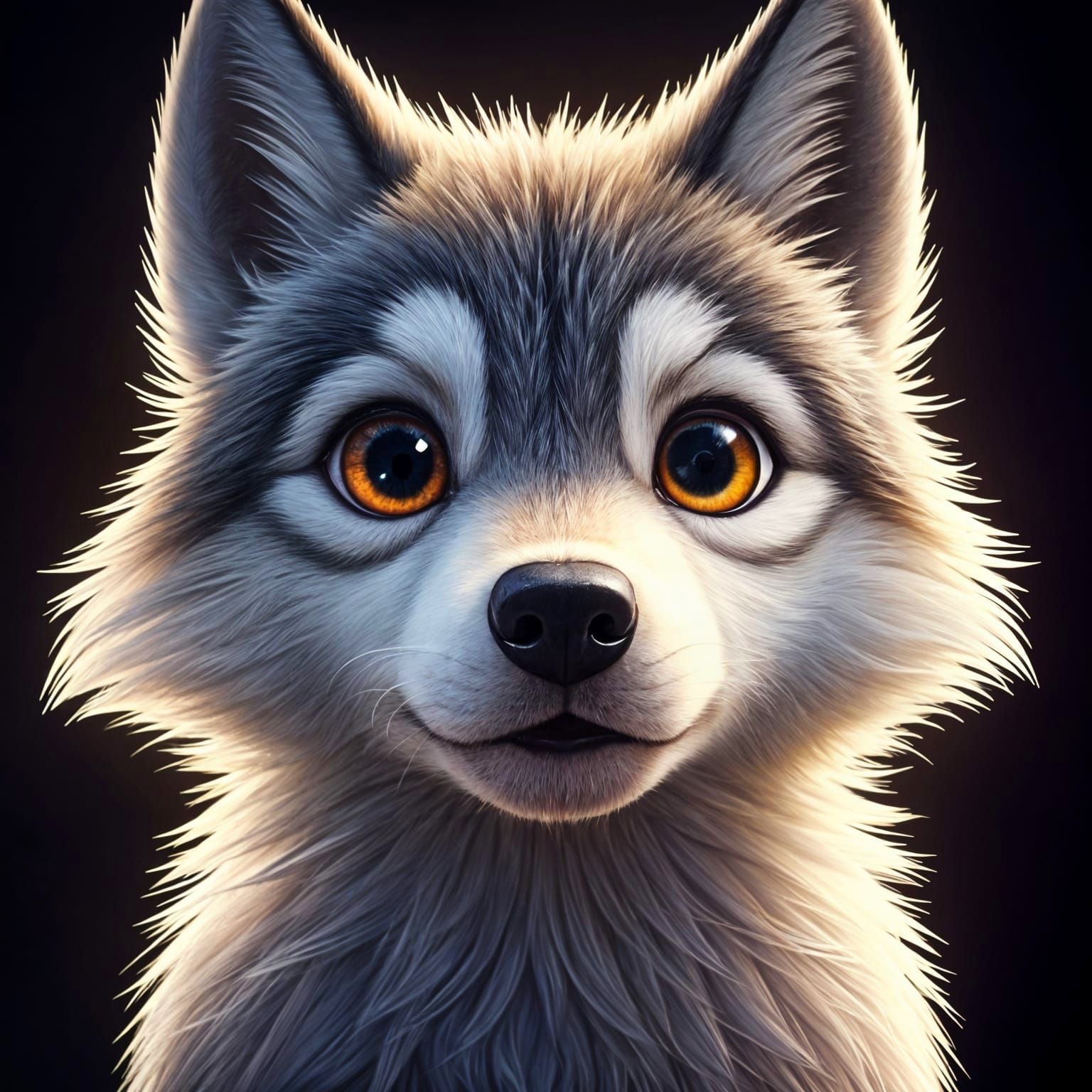 Detailed Animated Wolf Pup Portrait
