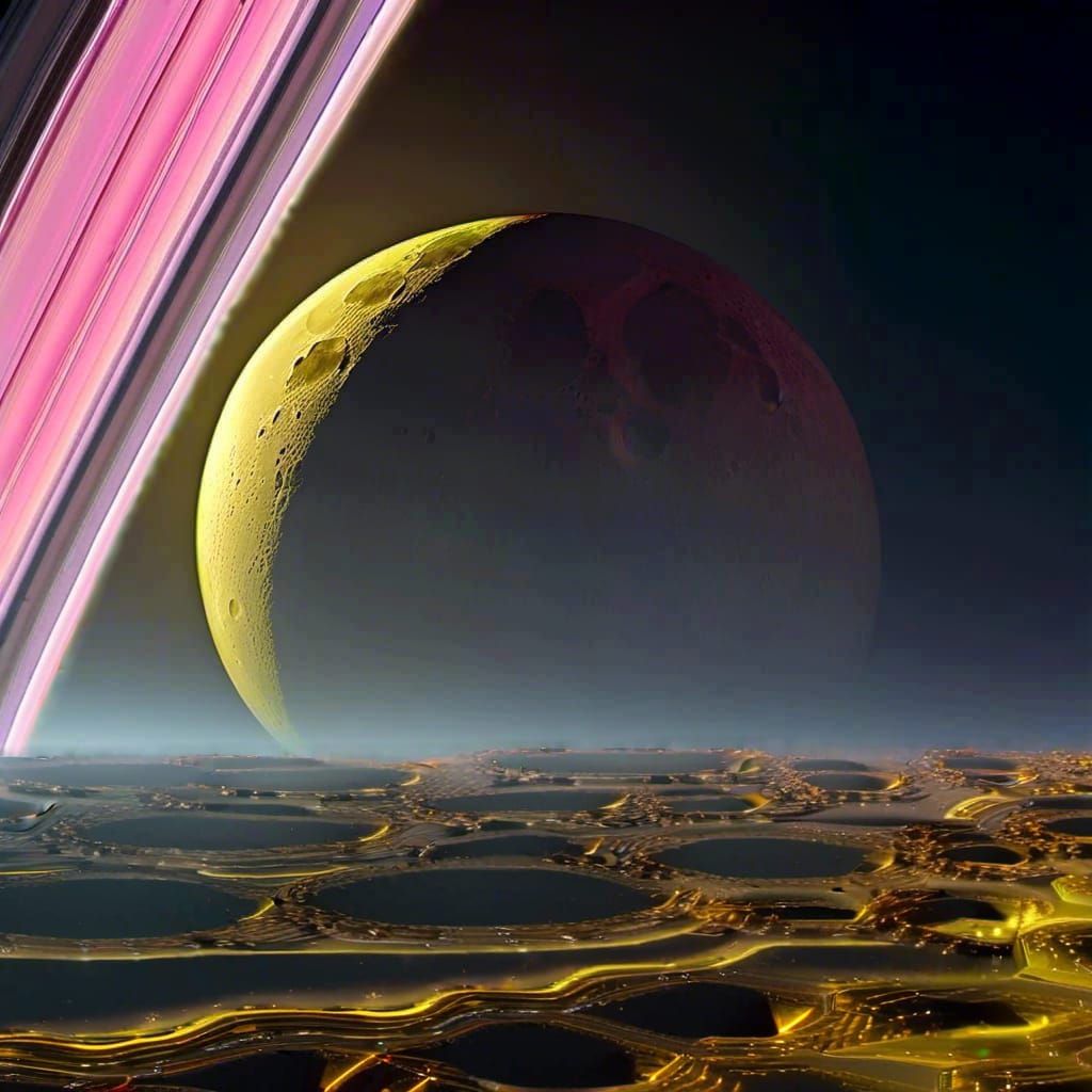 Saturn's Gas Surface: A Photorealistic Sci-Fi Scene