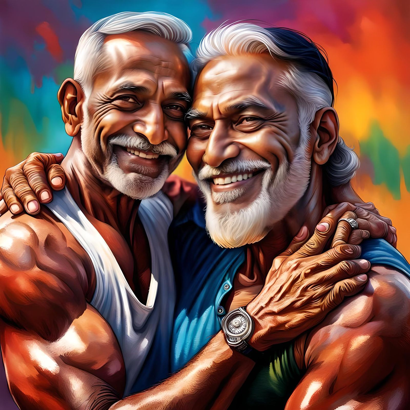 Handsome Indian Couple Portrait in Hyperrealistic Style