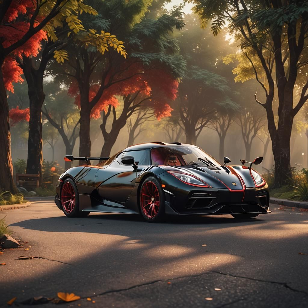 Koenigsegg Jesko Absolut and Red Panda: Matte Painting