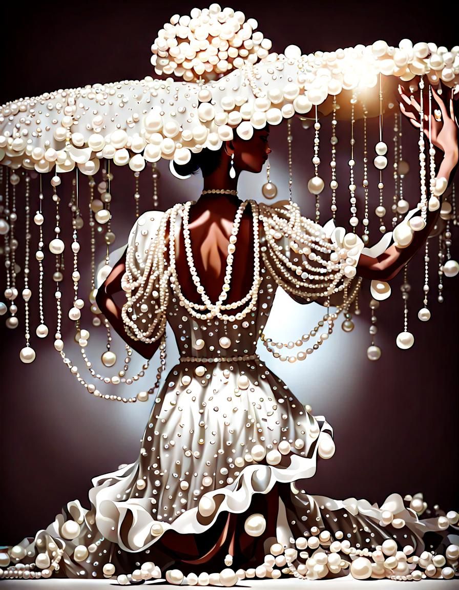 Girl in Pearl Dress AI Image