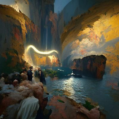 Mystic Chasm Concept Art in Romantic Style