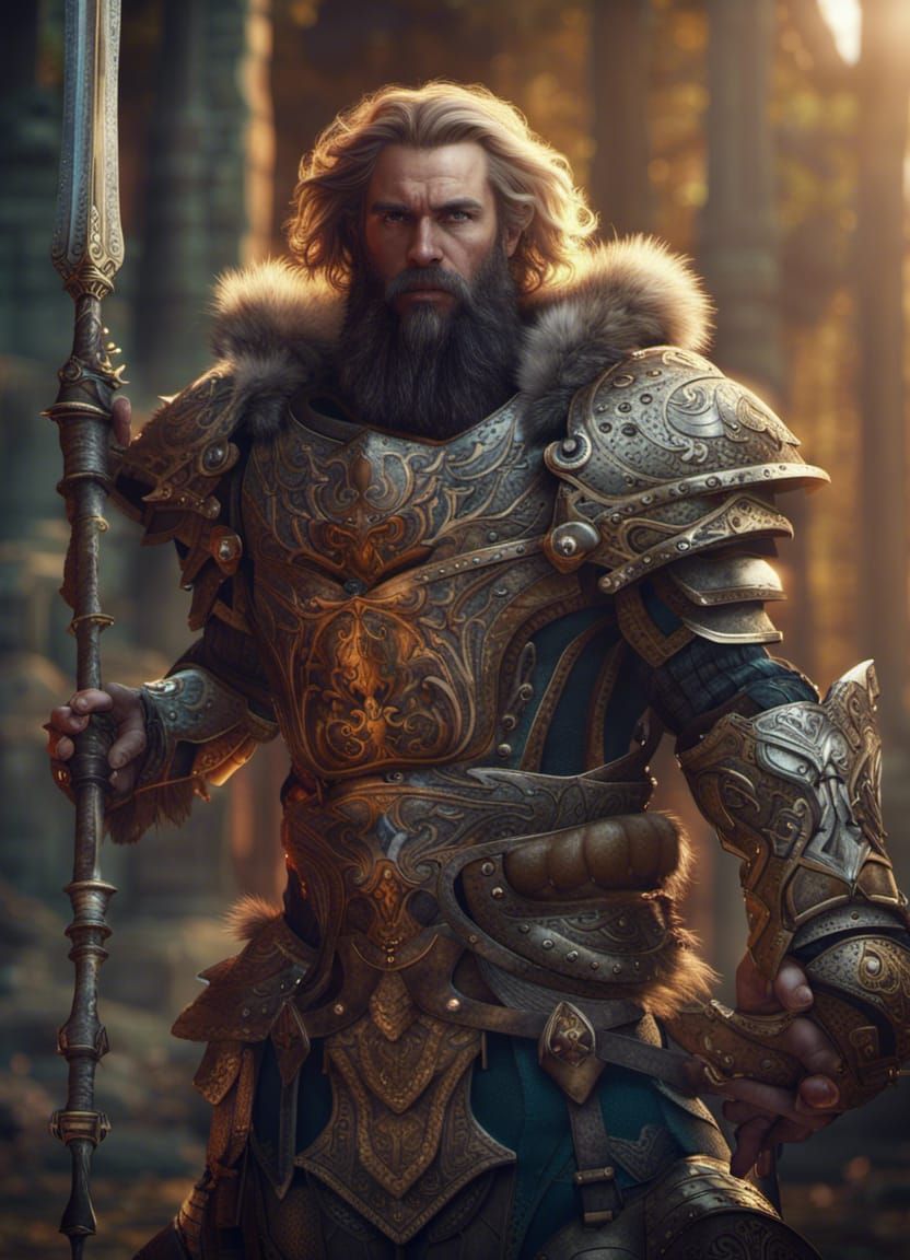 Lion Knight in Detailed Matte Painting