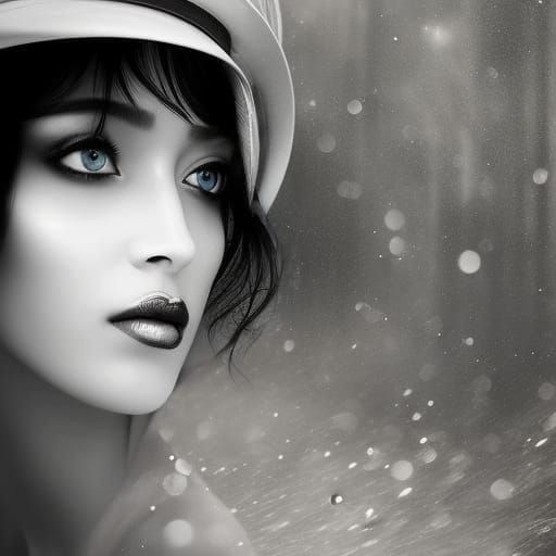 Melancholy Woman in Steampunk City, Digital Art