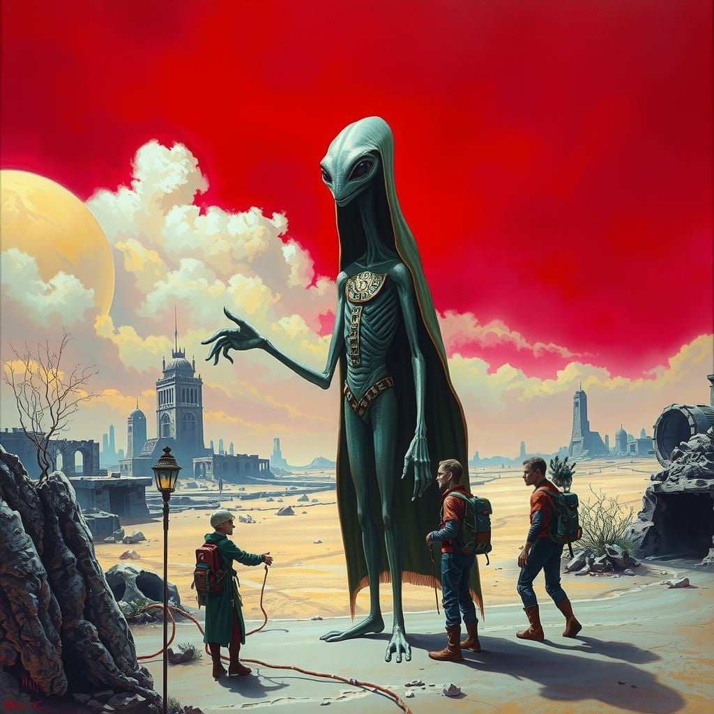 Cyberpunk Alien Guides Adventurous Tourists on LV-426