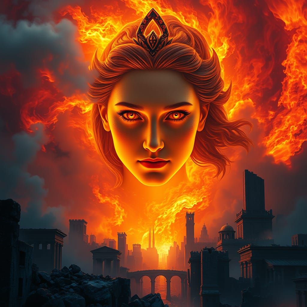 Goddess of the Flame Illuminates Ancient Ruins in Cyberpunk ...