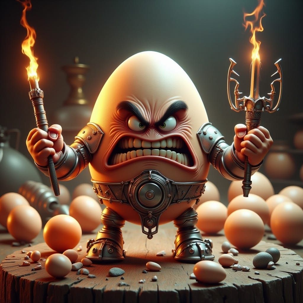 Angry Egg Gladiator in Armor