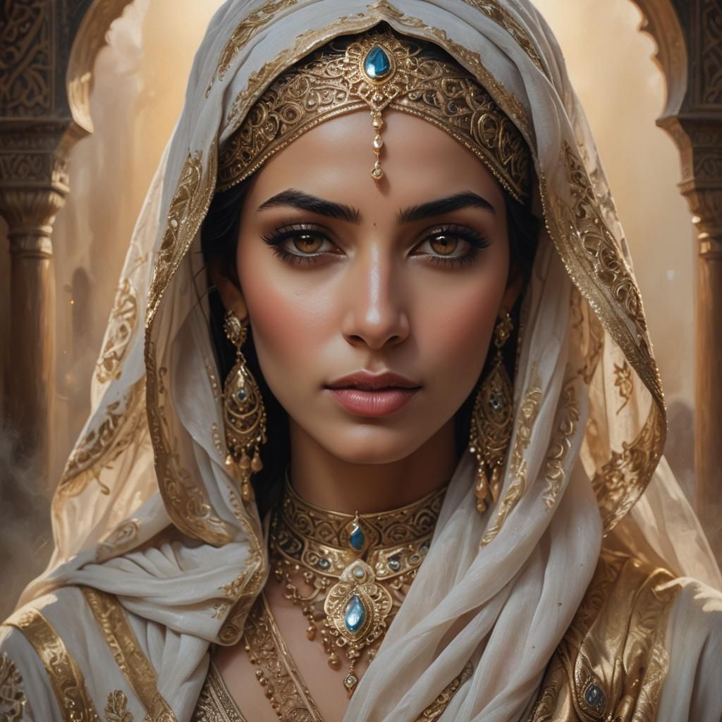 Arabian Woman Portrait in Golden Hour Lighting