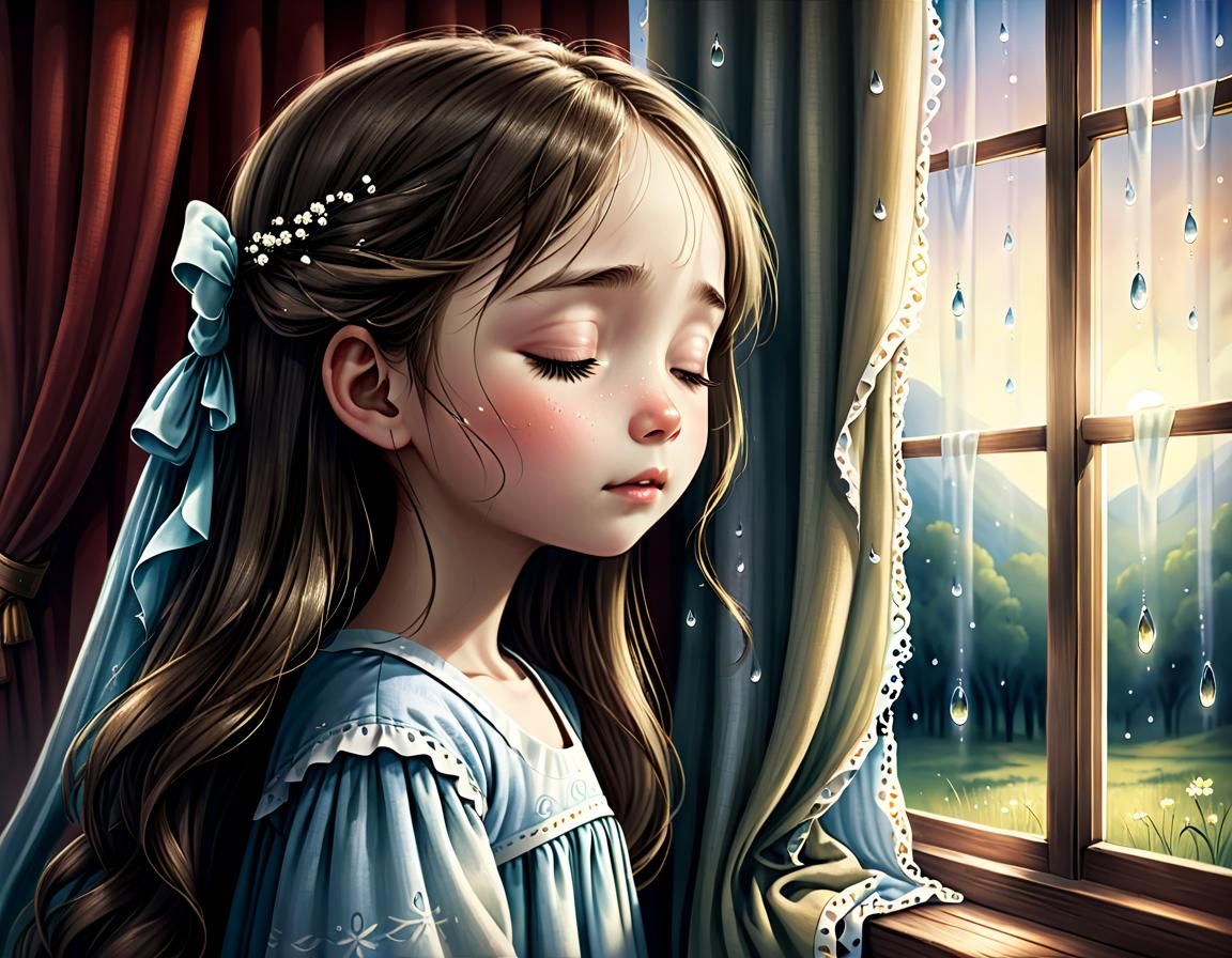 Surreal Dreamscape with Weeping Figure