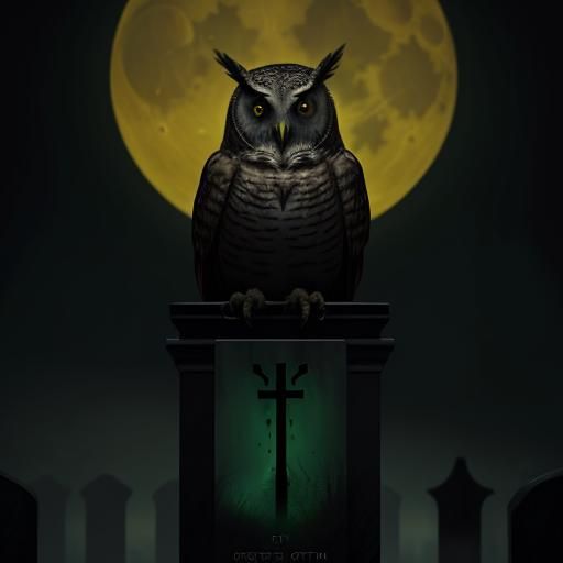 Eerie Owl Under Yellow Moon