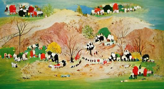 Children Playing in Grandma Moses Style