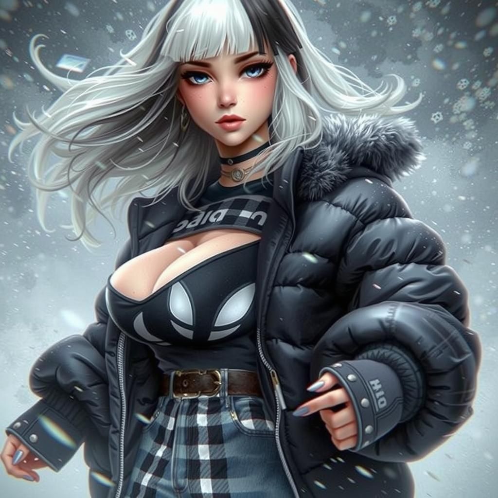 E-girl in Blizzard: Digital Painting with Anime Flair
