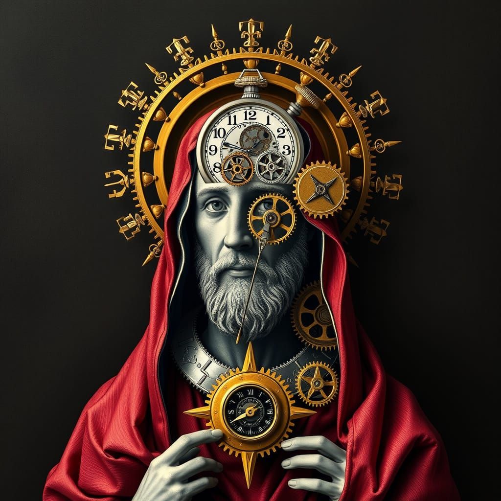 Clockwork Saint with Watch Face Head and Halo