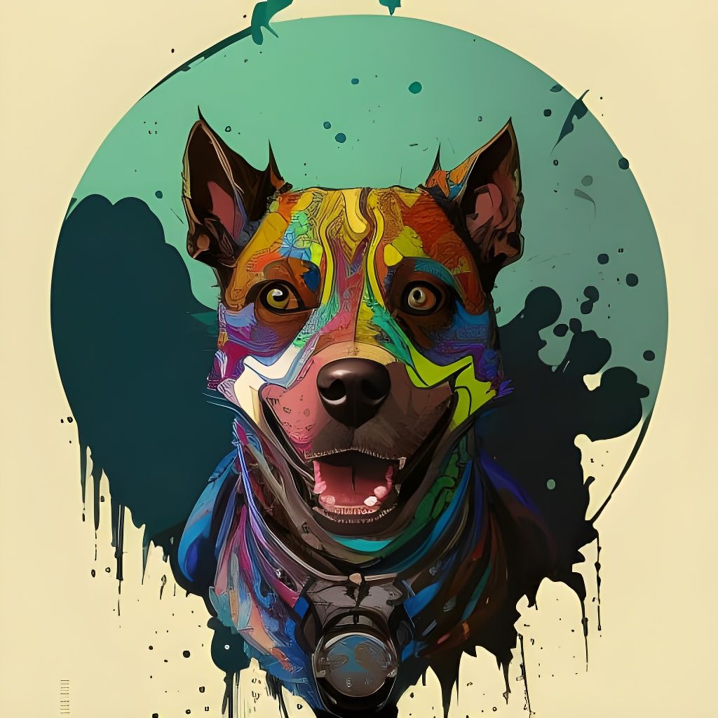 Badass Dog Portrait in Borderlands Style