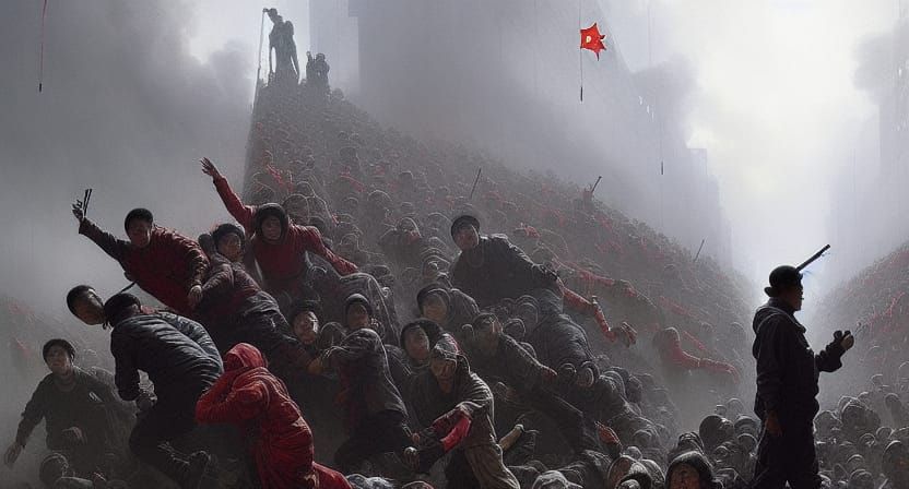 Dystopian Factory Escape: A Doré-Inspired Composition