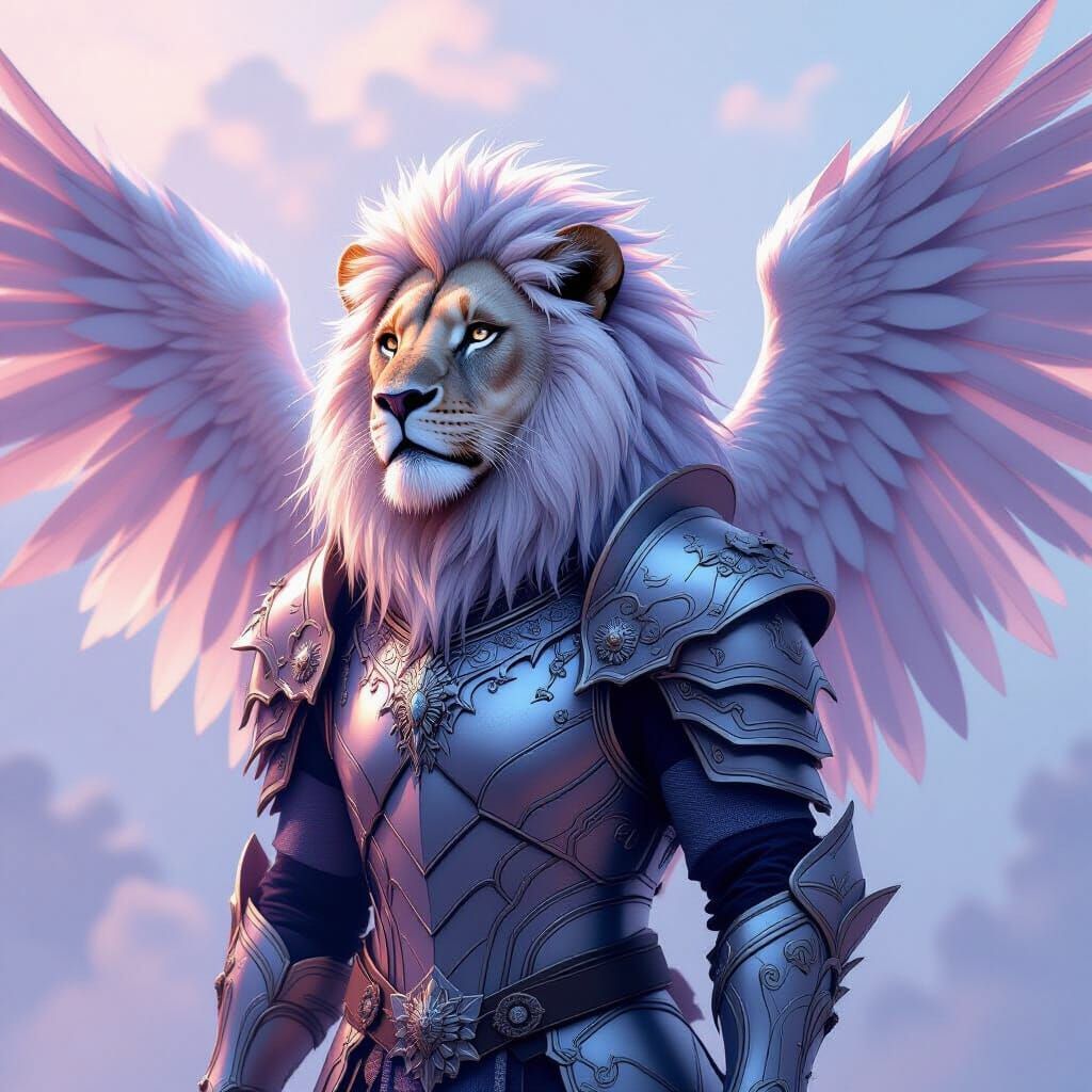 Armored Winged Lion in Airbrush Style
