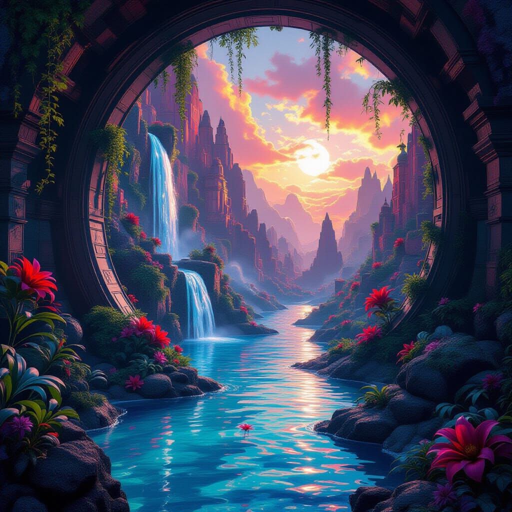 Detailed Psychedelic Realm in Fantasy Concept Art