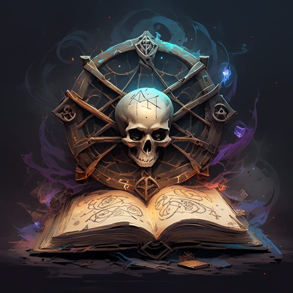 Cursed Magical Tome Surrounded by Runes