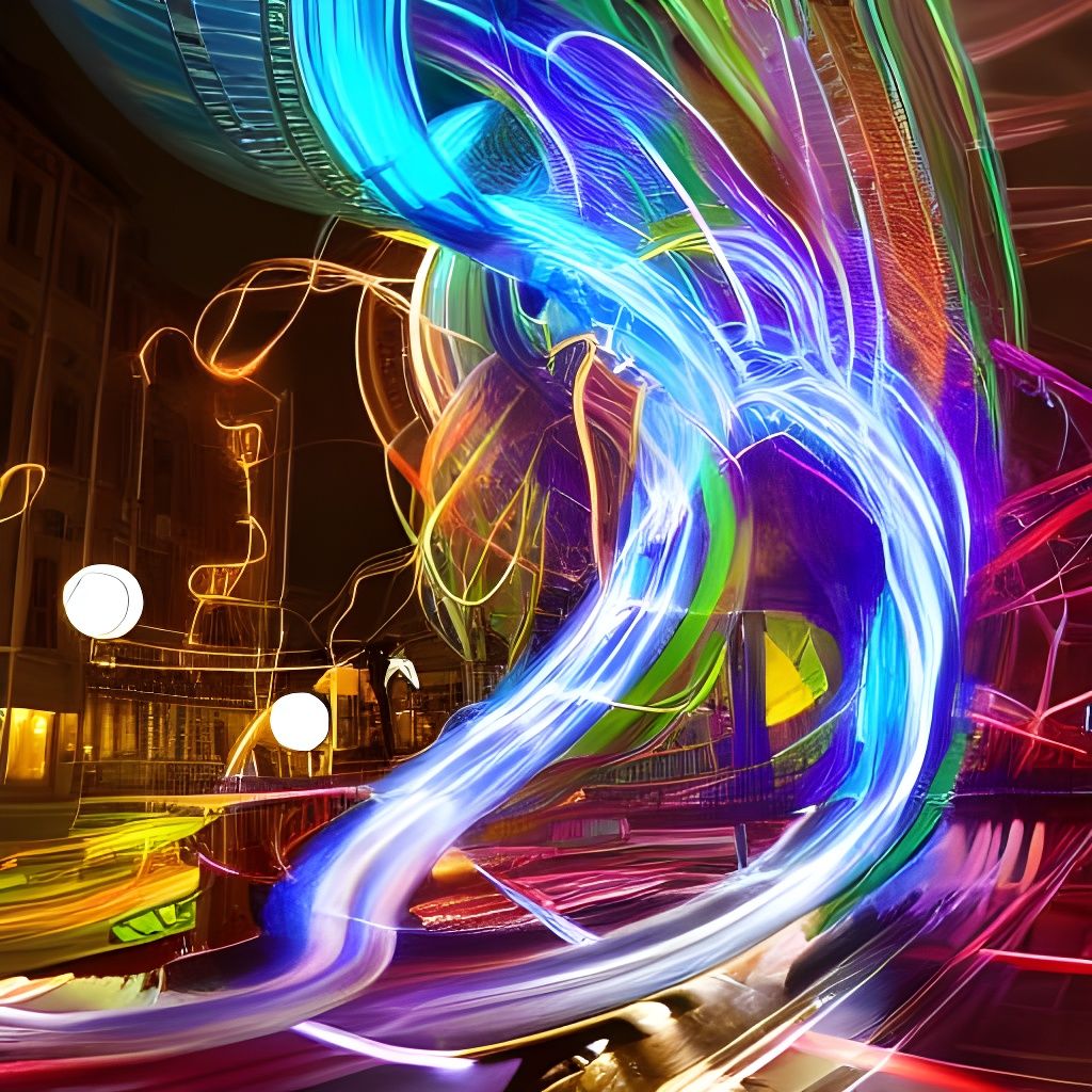 Luminescent Electricity Swirls in Long Exposure Photo