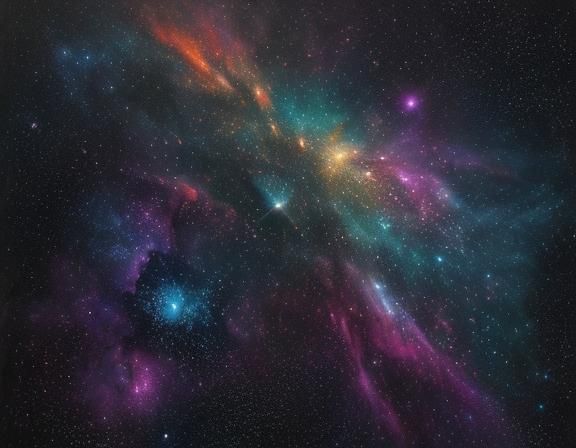Oil pastels on a black canvas. A breathtaking nebula in space