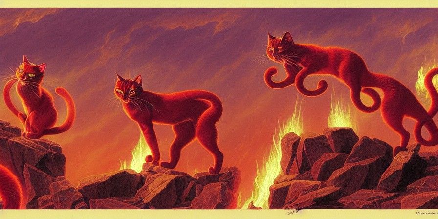 Red fire cats on fire from hell 2