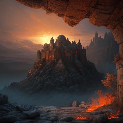 Blood Splatter on Stone in Dark Fantasy Concept Art