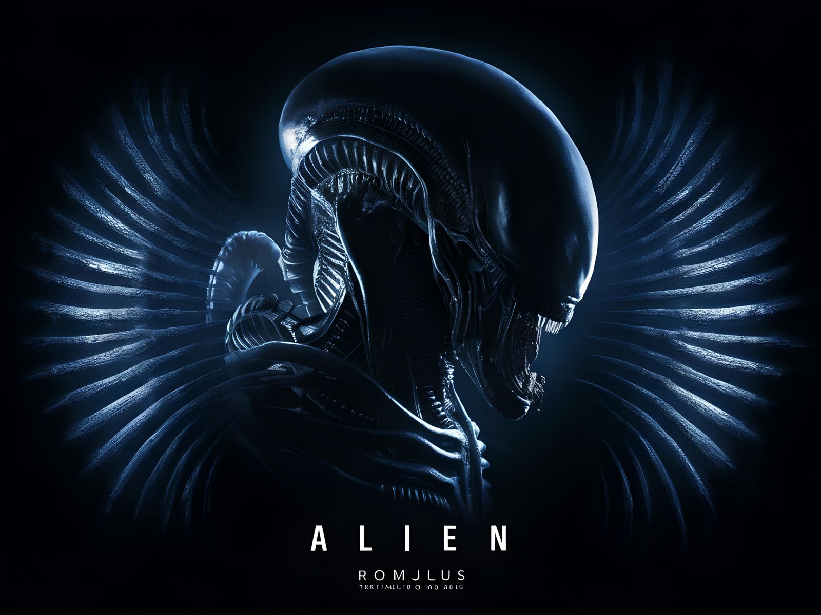 Alien Romulus: Sci-Fi Horror Movie Poster in Giger Style