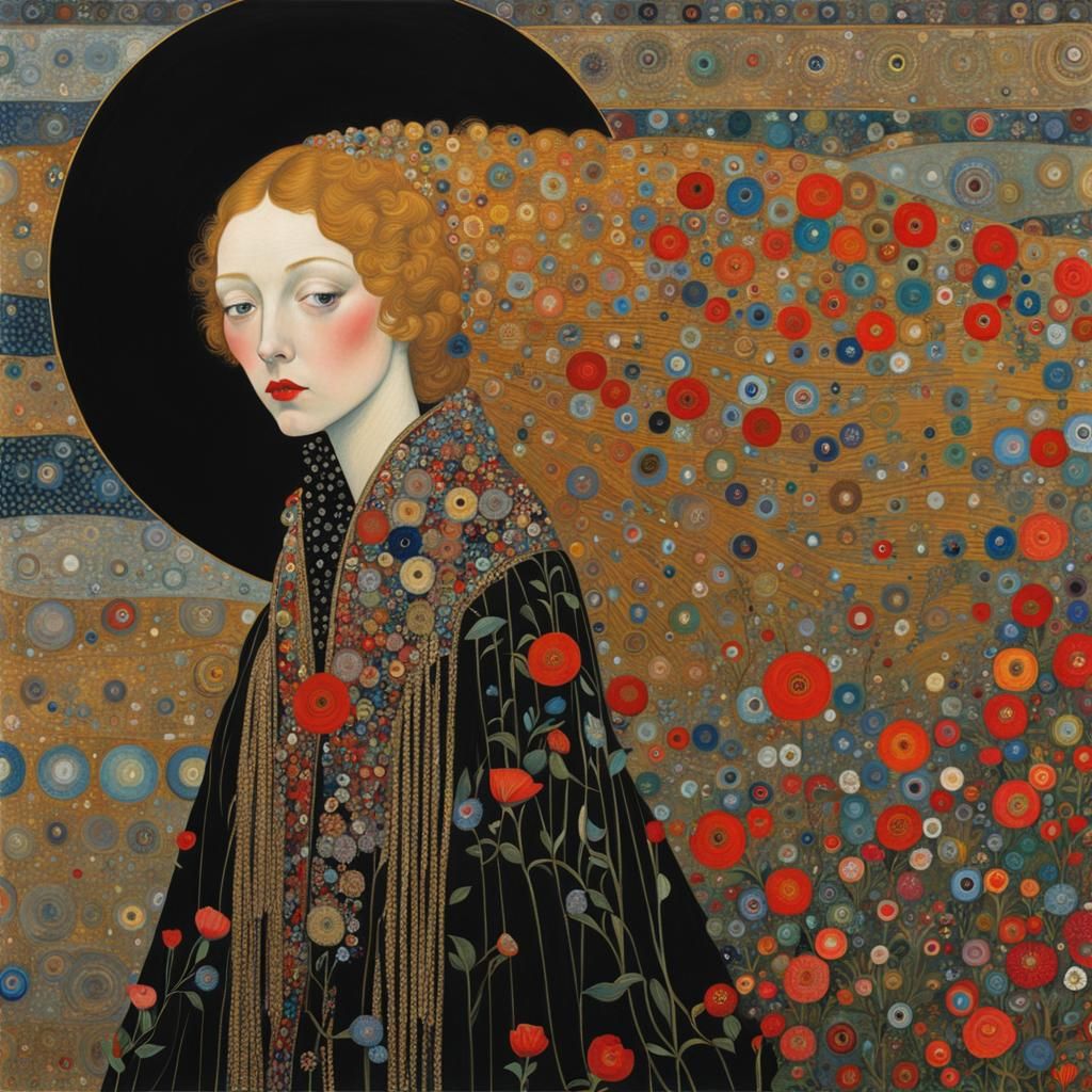 Figurative Woman Portrait in Art Nouveau Style