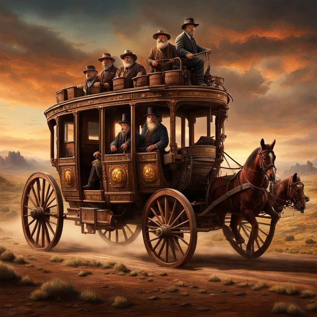 Beardless Dwarf Drives Stagecoach in Old West