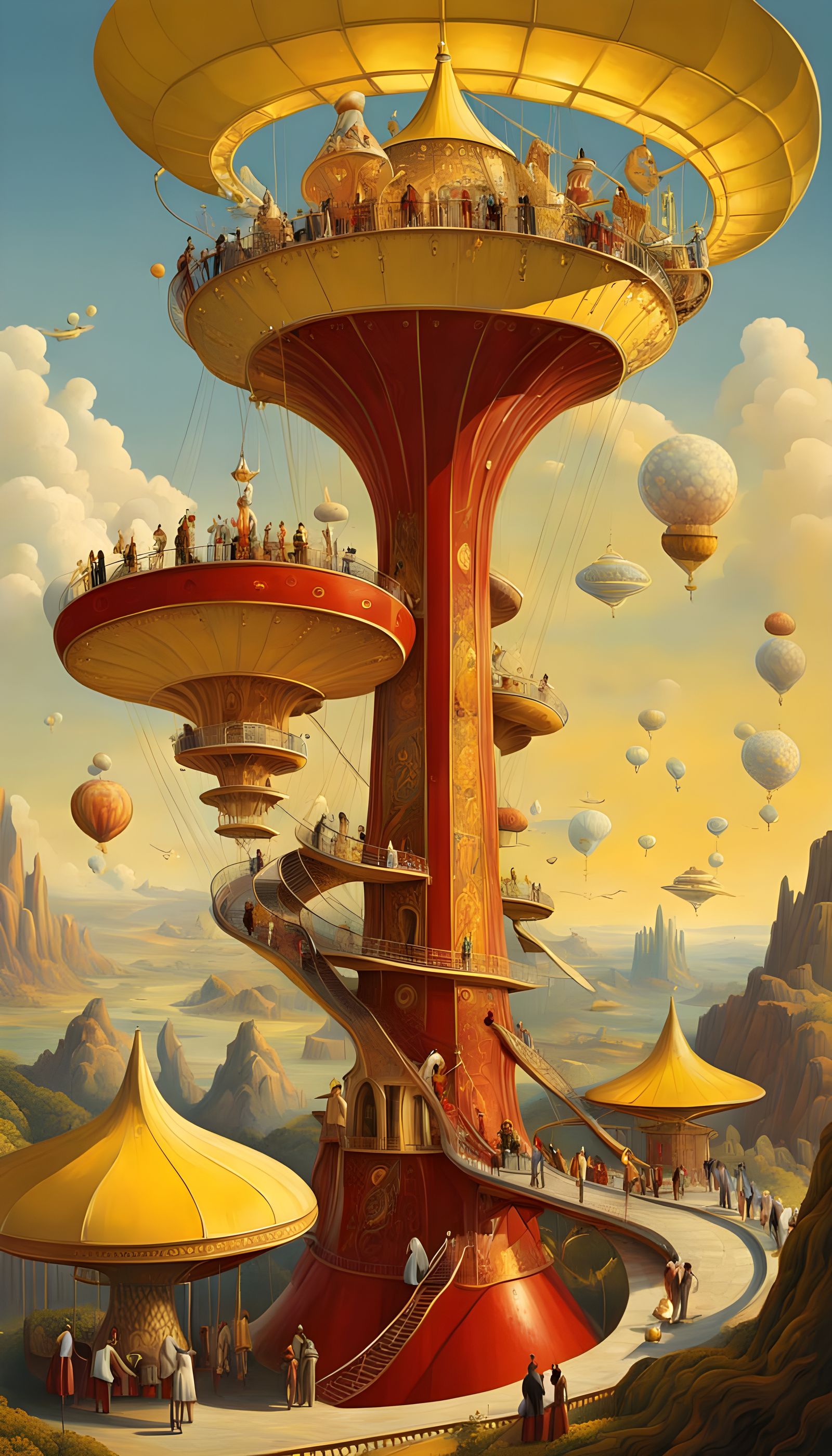 Surreal amusement park tower