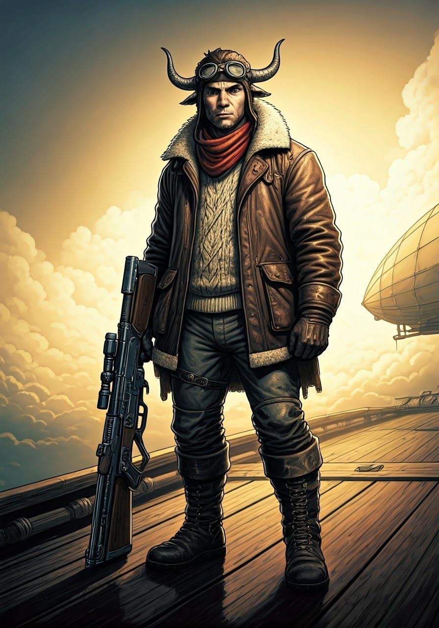 Aetheria art: Yerman on duty with a BFG