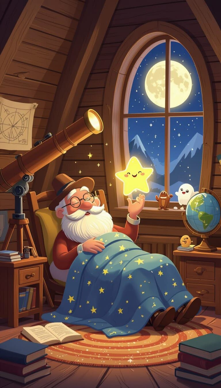 Astronomer's Dream: A Whimsical Pixar Scene