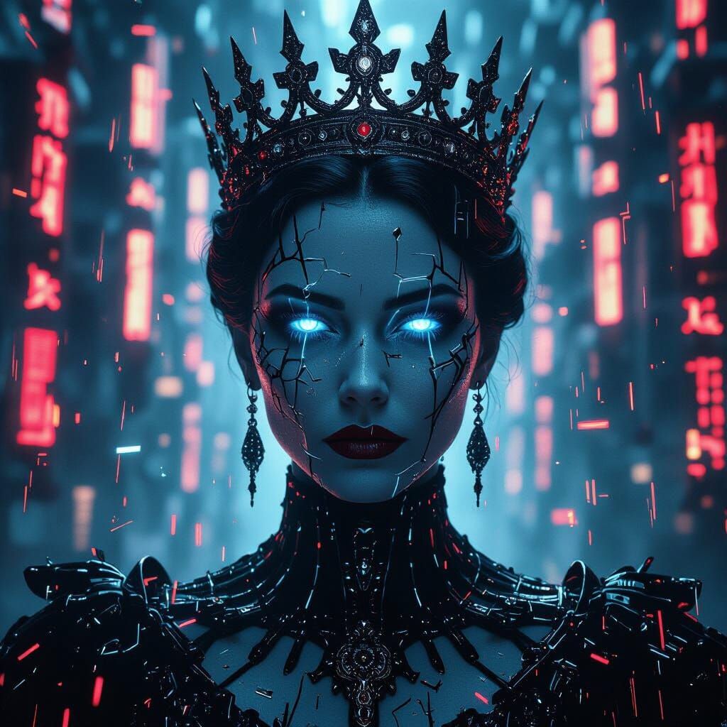 Fractured Queen Hologram in Digital Shadows