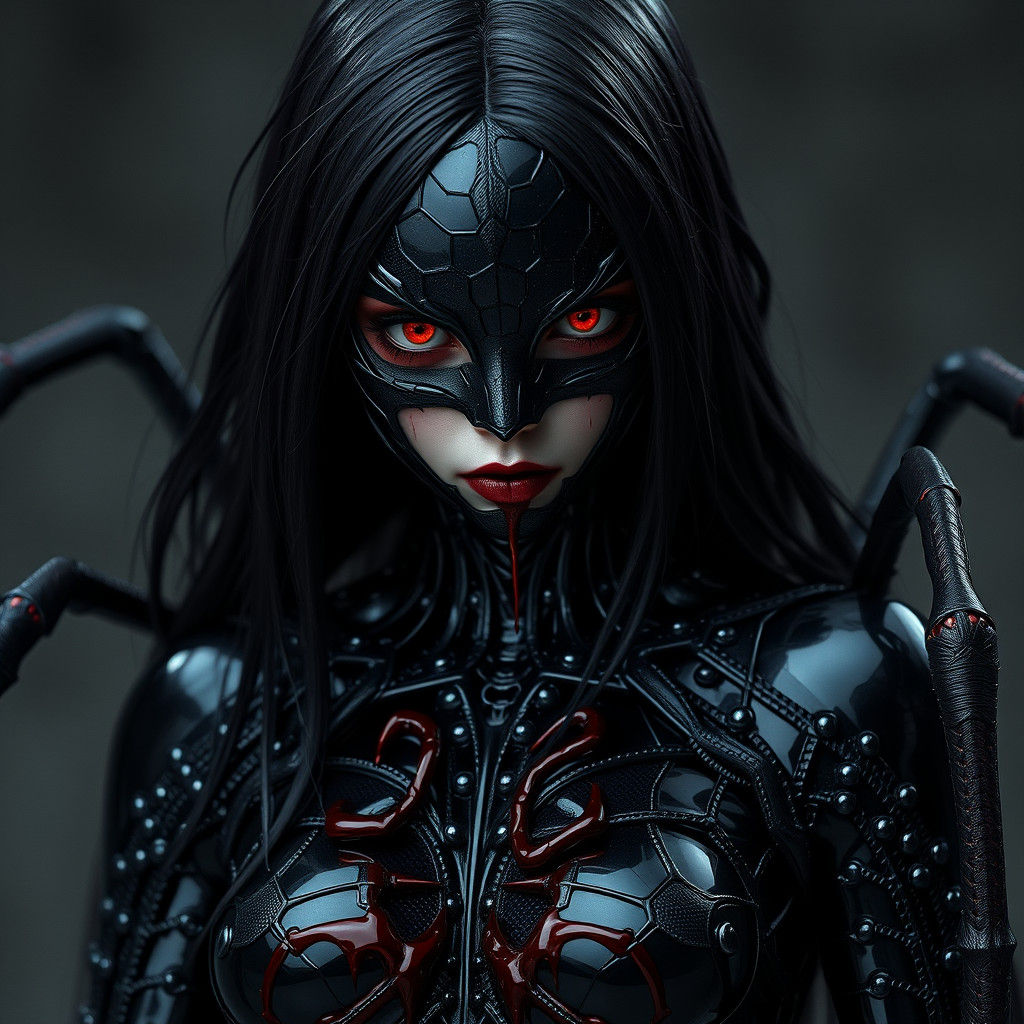 Gothic Spider Girl in Biopunk Cybergothic Style