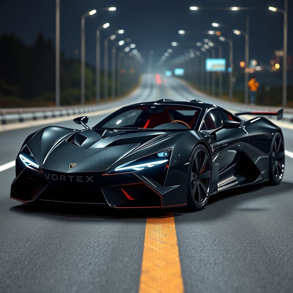 Futuristic Vortex Luxury Sports Car in Sleek Aerodynamic Des...