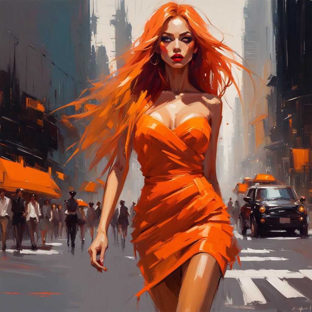 Woman in Orange: A Modern Portrait