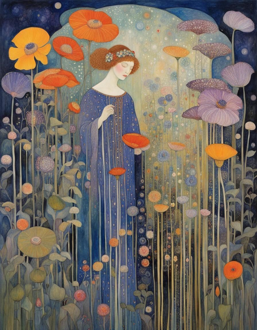 Fairy in Floral Fantasy, Art Nouveau Style