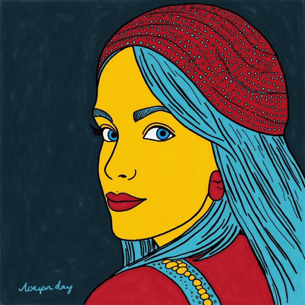 Minimalist Yellow Portrait with Geometric Composition