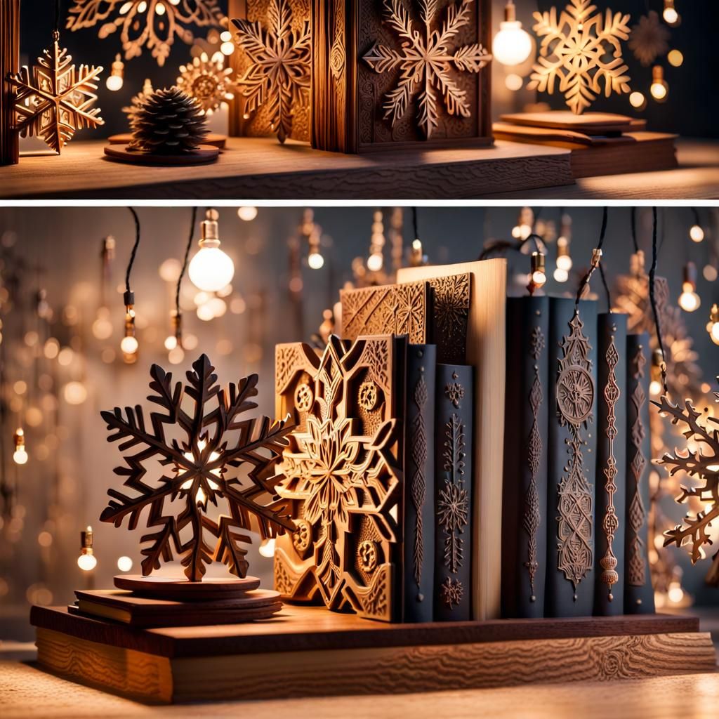 Elegant Wooden Snowflakes with Luminous Lighting