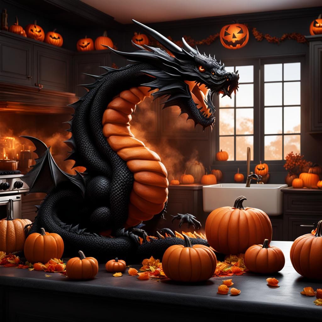 Halloween Dragon in Kitchen Concept Art