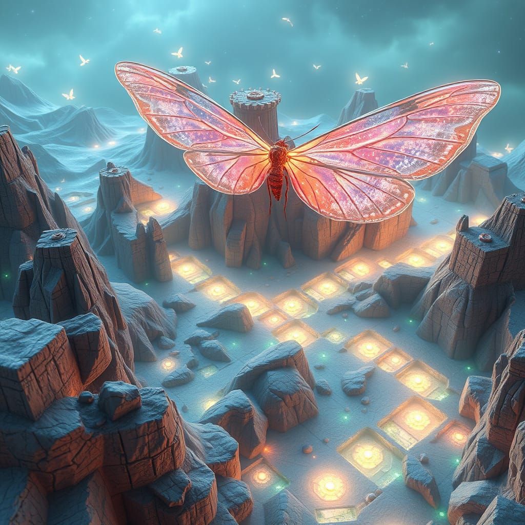 Ethereal Fairy Moth Realm Map Rendered in 8K