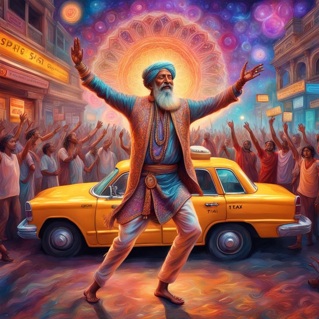 Man Dancing to Psychedelic Music: Astral Illustration