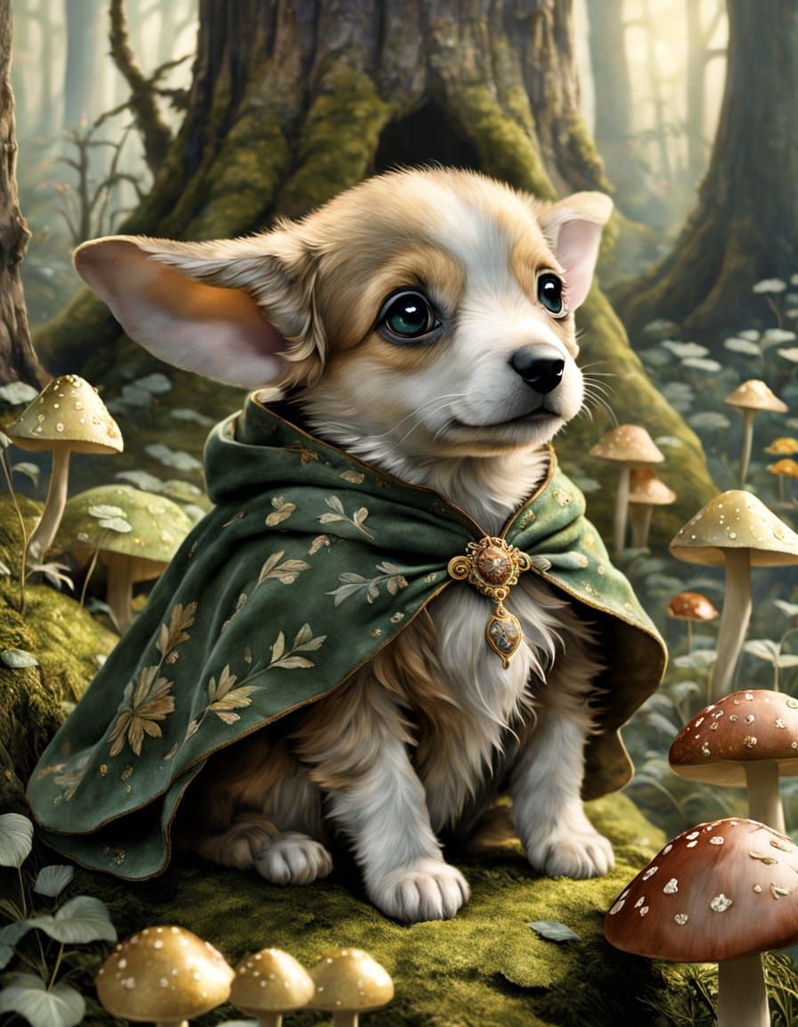 Whimsical Canine Noble in Velvet Cloak