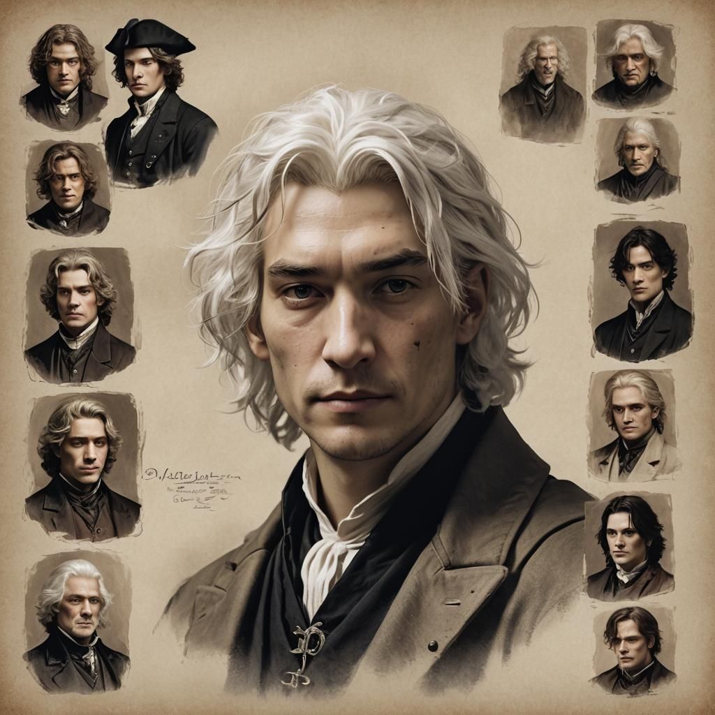 Elegant Portrait of Boy in Art Nouveau Style